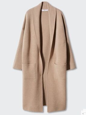 Mango OVERSIZED KNITTED COAT WITH POCKETS XS